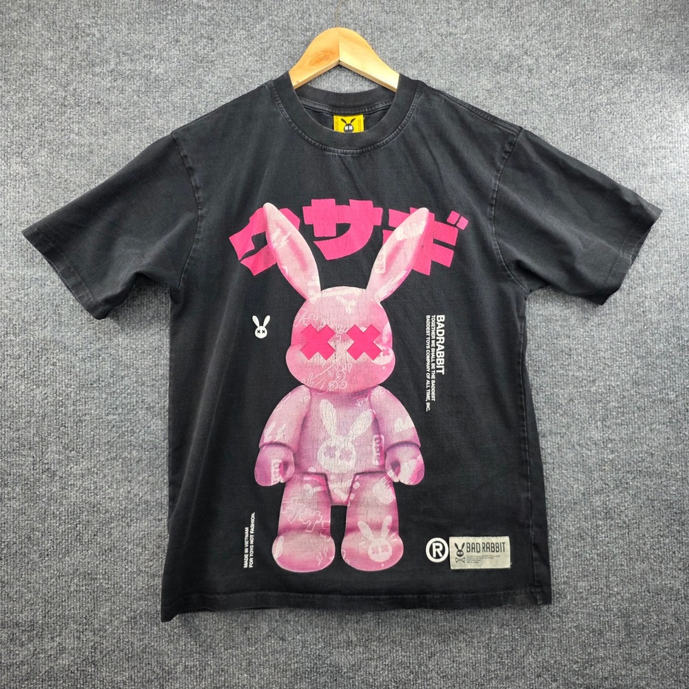 Bad Rabbit Drunk Graphic T-Shirt Mens XS Black Pink Double Bad Studio Streetwear